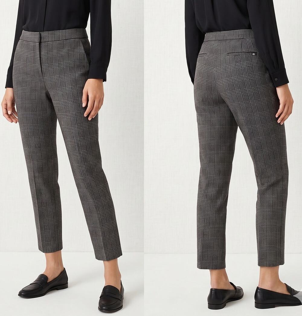 Banana Republic Womens Size 8 Black Gray Herringbone Print Lined Pants